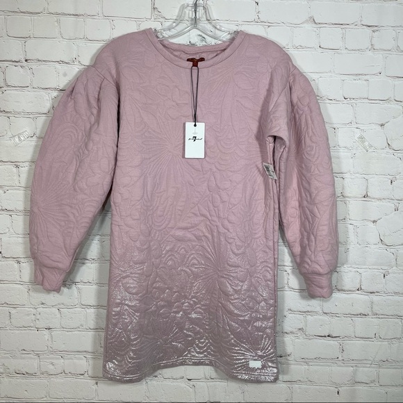 7 for All Mankind Girls XL Quilted Sweater Dress, Pinkish Violet Ice NWT - Picture 2 of 14